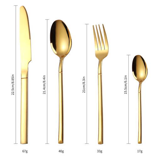Knight Stainless Steel Tableware Set 4-Piece Creative Western Dinner Steak Knife Fork Spoon Gold Cross-Border Supply