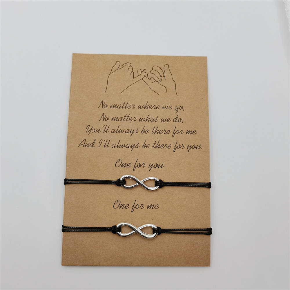 Pulsera ajustable tejida a mano de 8 palabras de aleación simple europea y americana transfronteriza pulsera tarjeta pareja pulsera