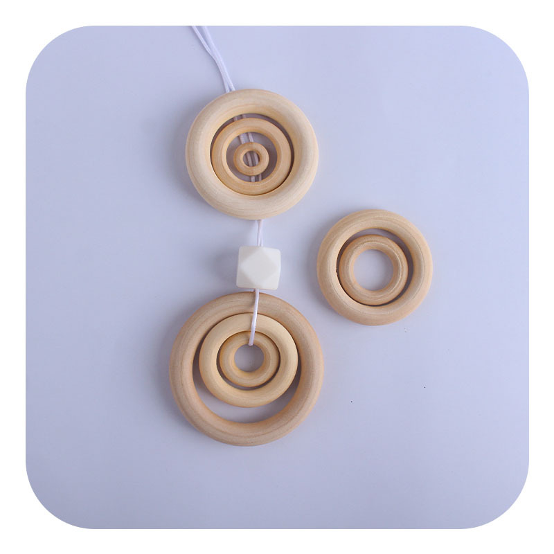 Bebé molar anillo de madera 15-65mm madera maciza Hemu anillo de juguete niños DIY creativo mordedor pulsera mordedor palo