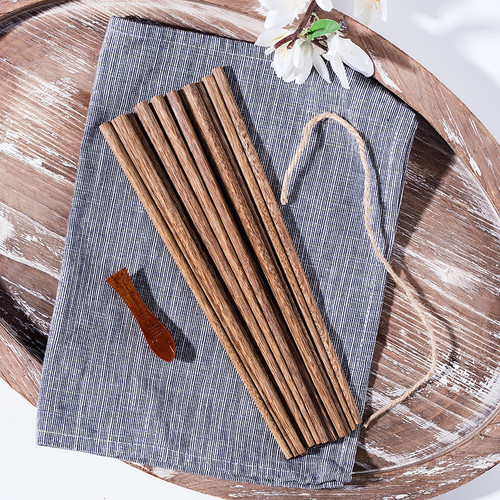 Chicken Wing Wood Chopsticks Household Paint-Free Wax-Free Wooden Long Quick Chopsticks Chinese Restaurant Solid Wood Tableware Set of 10 for Family