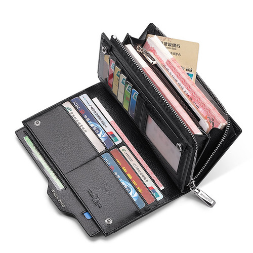 Paul wallet men's long wallet men's genuine leather multi-card slot card holder anti-theft driver's license leather wallet wholesale