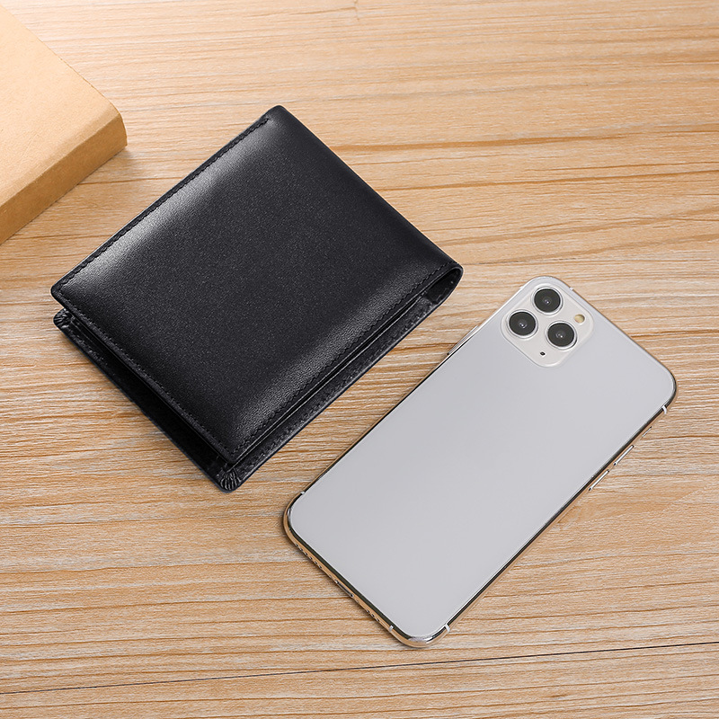 Hombres primera capa de cuero de vaca cartera tríptico corto monedero Comercio exterior transfronterizo moneda RFID antirrobo cartera