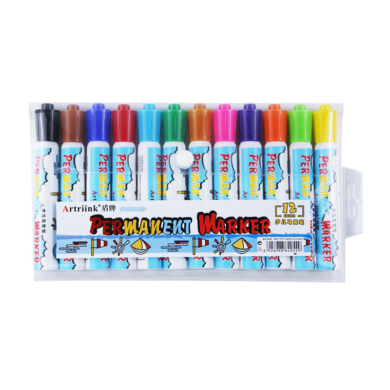 Escudo infantil 12-color marcador traje estudiante color especial pluma gran capacidad pintura cabeza suave marcador al por mayor