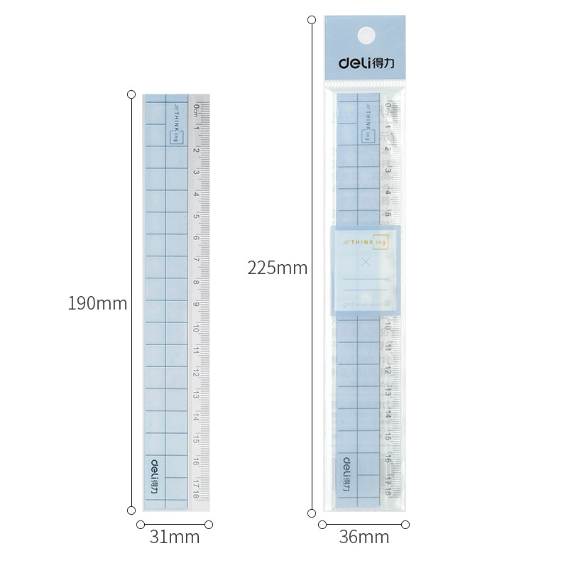 Deli 6235 regla de plástico 18cm regla transparente con onda estudiante regla de papelería dibujo