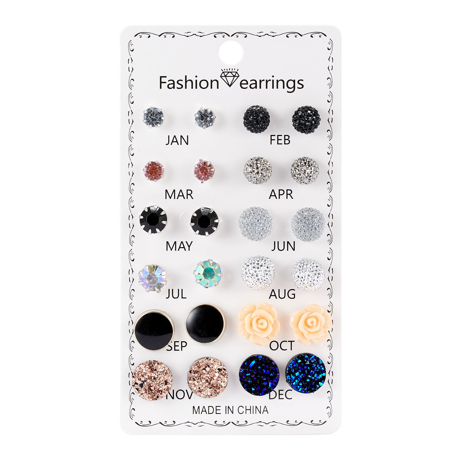 Set de aretes florales con perla y diamantes