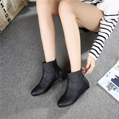 Autumn and winter flat heel cowhide short boots women's boots casual large size single boots mom cotton shoes cowhide short boots 7801