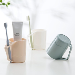 Elegant color household plastic toothbrush cup with handle couple toothpaste cup oral care cup toothbrush cup manufacturer