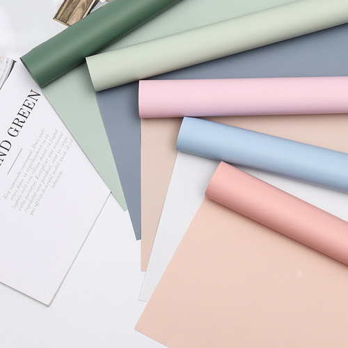Wholesale Korean flower shop bouquet packaging material waterproof two-color double-sided Oya paper floral flower gift wrapping paper
