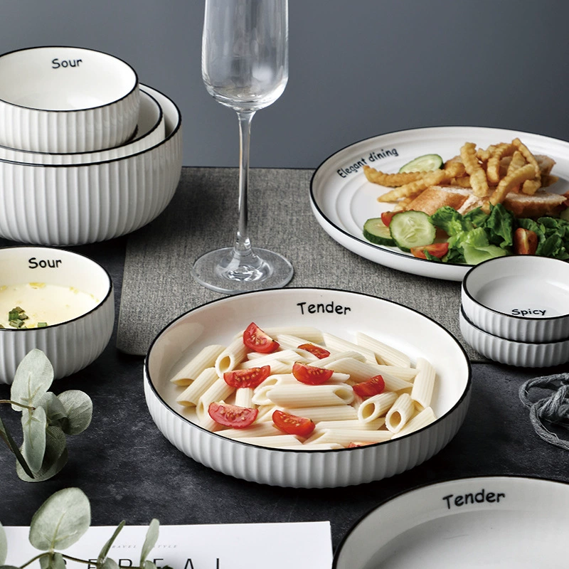 Ceramic Dinnerware Set (Brand) — Simple Elegant Home Tableware, Soup Bowl & Multi-Piece Kit