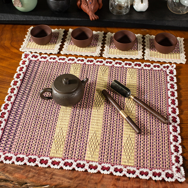 Jinhao FÁBRICA DE LINO Zen tela estera de té de estilo chino de tela de té corredor de mesa de té bandeja de té toalla Lu Bordado estera de aislamiento térmico producto terminado