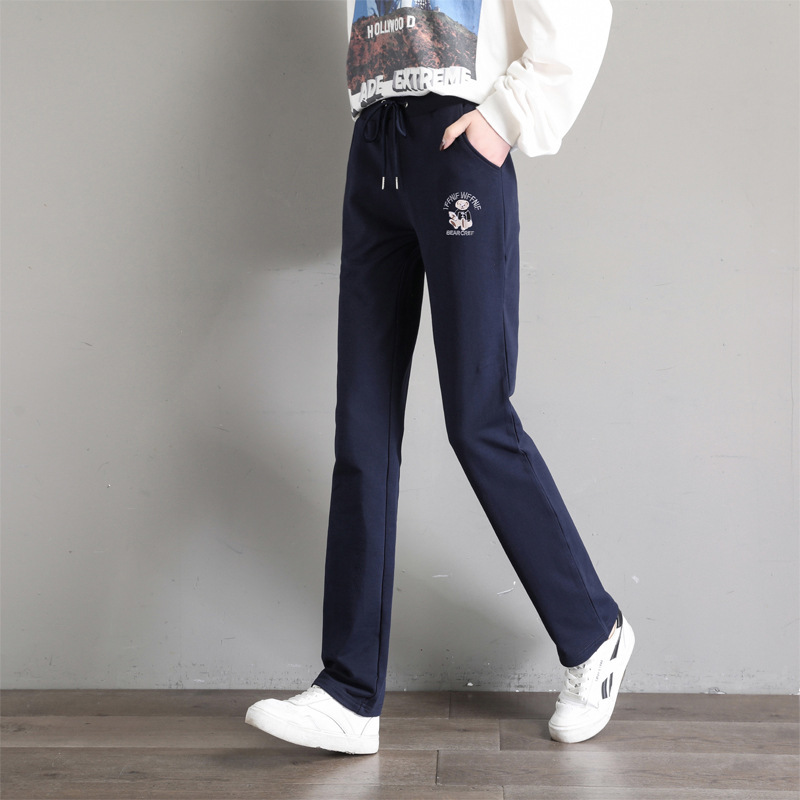 New Embroidered Sports Pants Stretch Women's College Style Pants Women's Straight Slim Korean Knitted Sweatpants New Embroidered Sports Pants Stretch Women's College Style Pants Women's Straight Slim Korean Knitted Sweatpants
