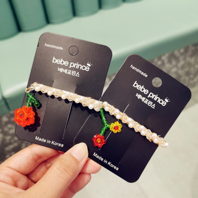 Factory Store Korea Dongdaemun New Crystal Bead Pendant Pearl Edge Clip Hairpin Hairpin Same Style as lisa