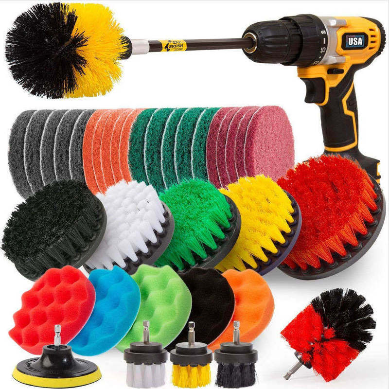 Factory direct sale electric drill brush 37 piece tool brush kitchen electric cleaning brush set floor electric drill brush head brush Factory direct sale electric drill brush 37 piece tool brush kitchen electric cleaning brush set floor electric drill brush head brush