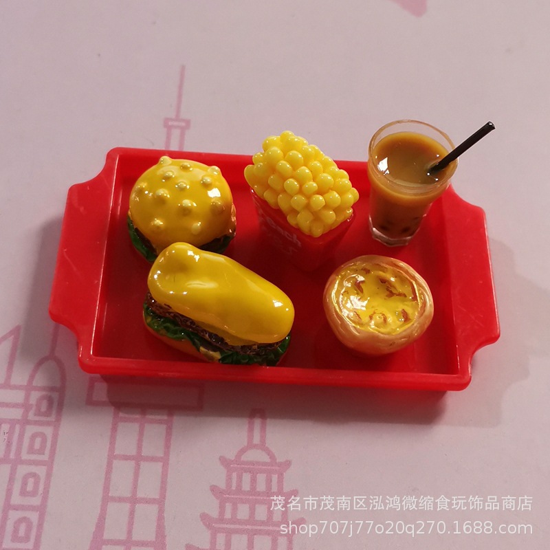 Dollhouse Ragdoll casa accesorios escena modelo miniatura comida y juego resina decoración simulación hamburguesa traje