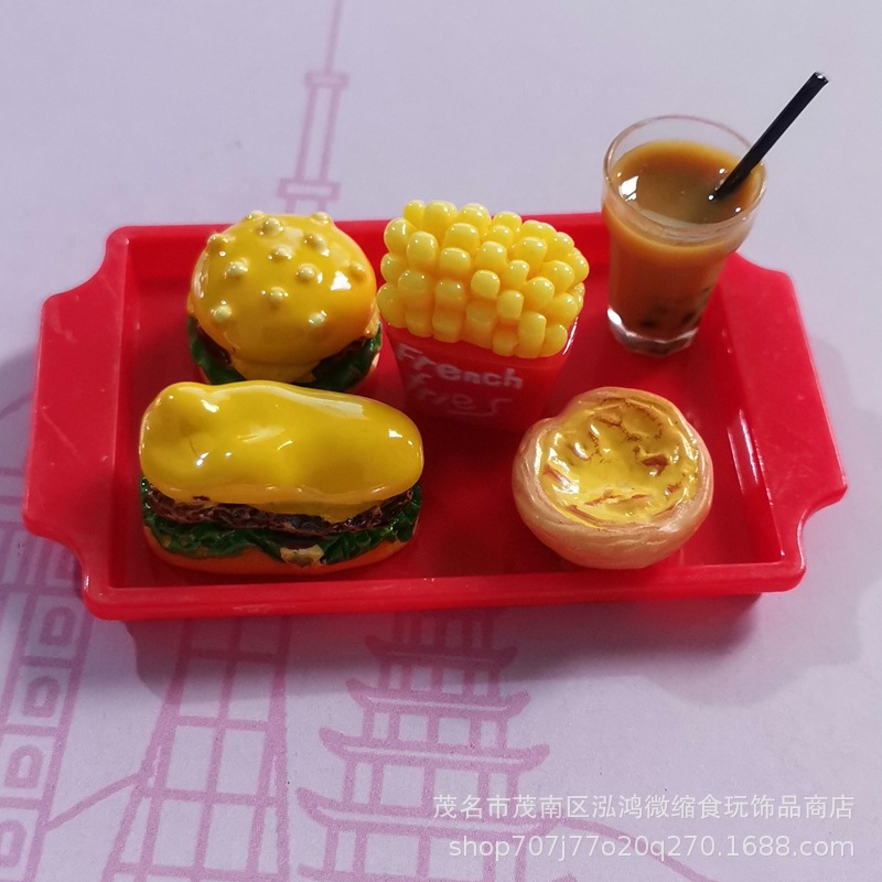 Dollhouse Ragdoll casa accesorios escena modelo miniatura comida y juego resina decoración simulación hamburguesa traje