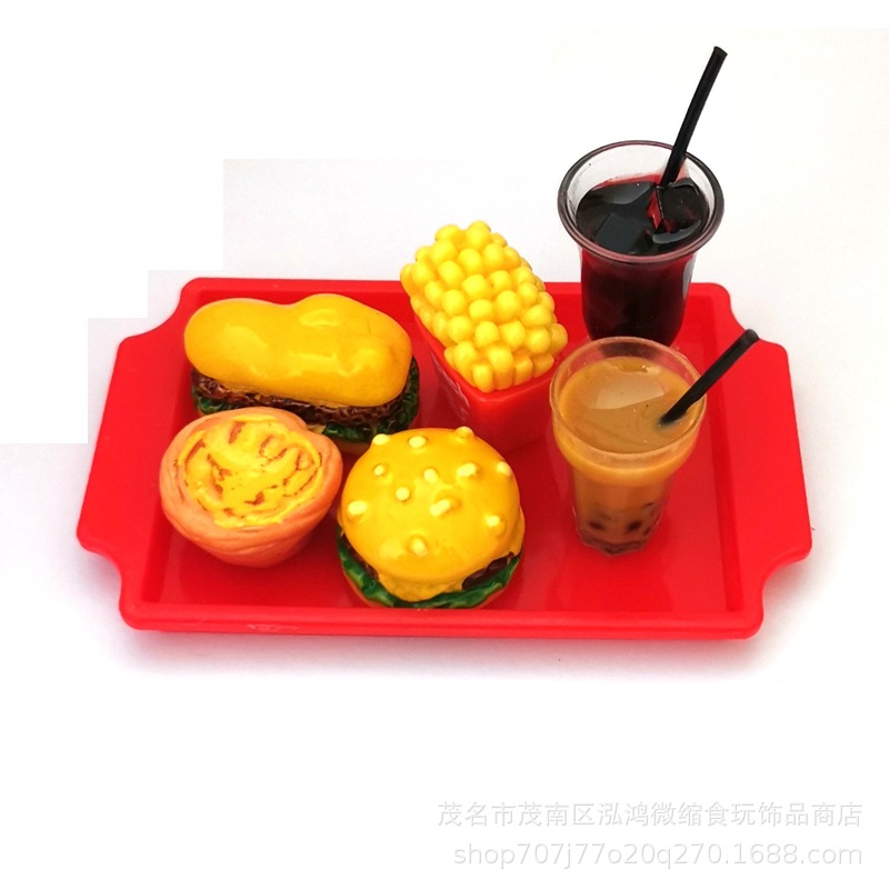 Dollhouse Ragdoll casa accesorios escena modelo miniatura comida y juego resina decoración simulación hamburguesa traje