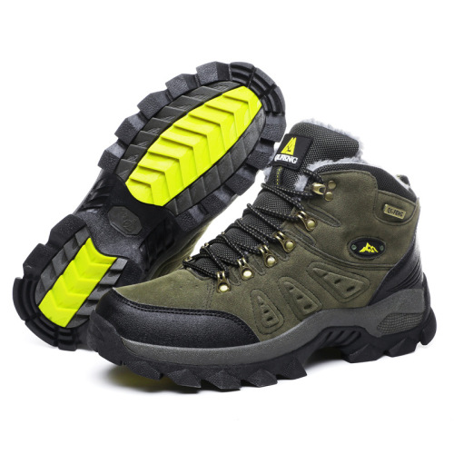 Cross-border large size winter high-top hiking shoes with thermal insulation, couple's edition outdoor casual shoes with padded snow boots, leather.
