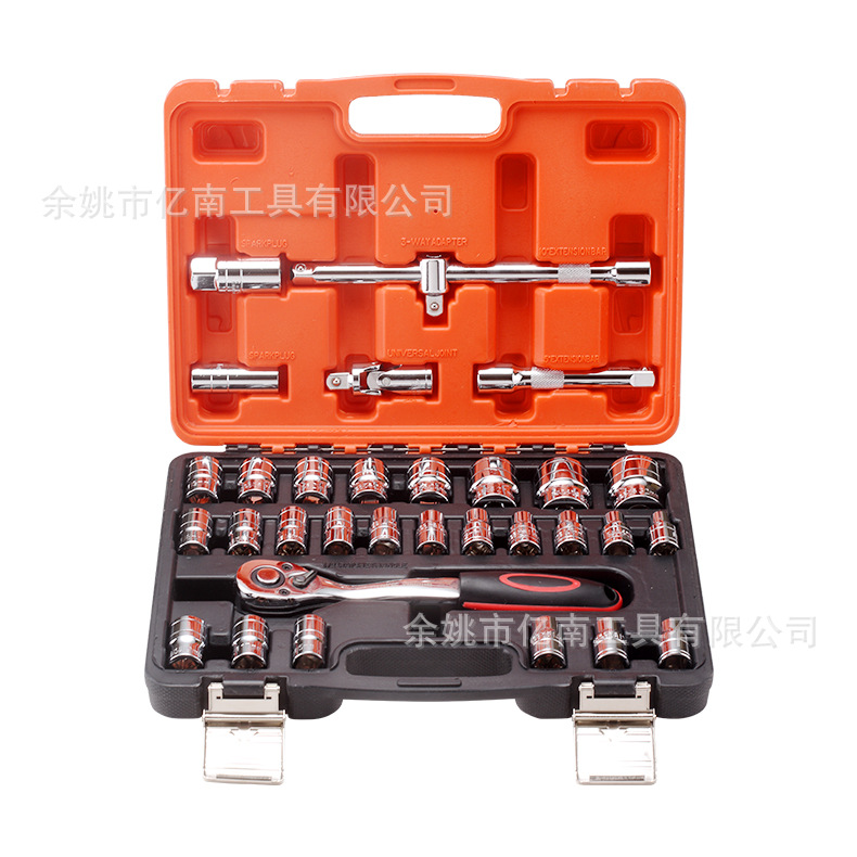 小飞扳手32件套套筒套装 汽修维修 带棘轮 32pc手动工具72齿