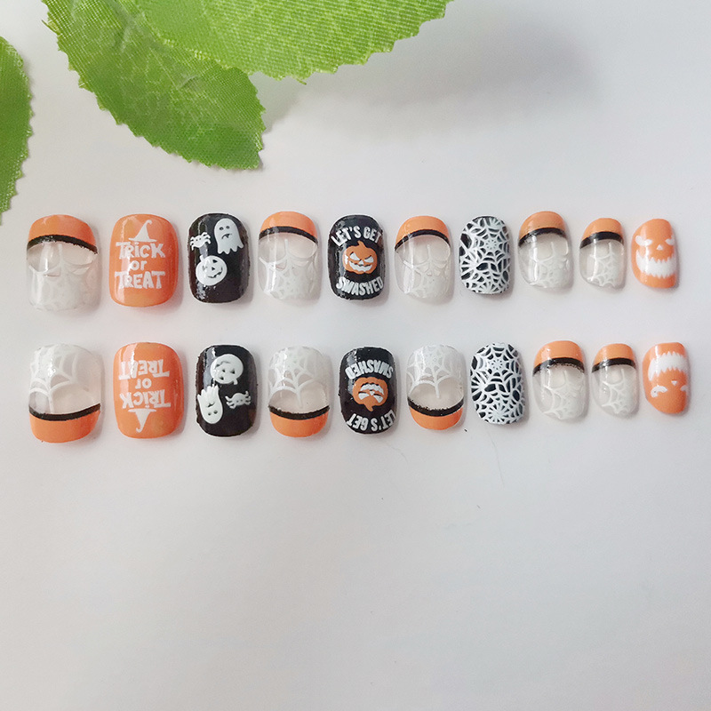 Personalized Creative Spider Web Pattern Children's Nail Fake Nail Nail Patch Wearable Nail Free Grinding