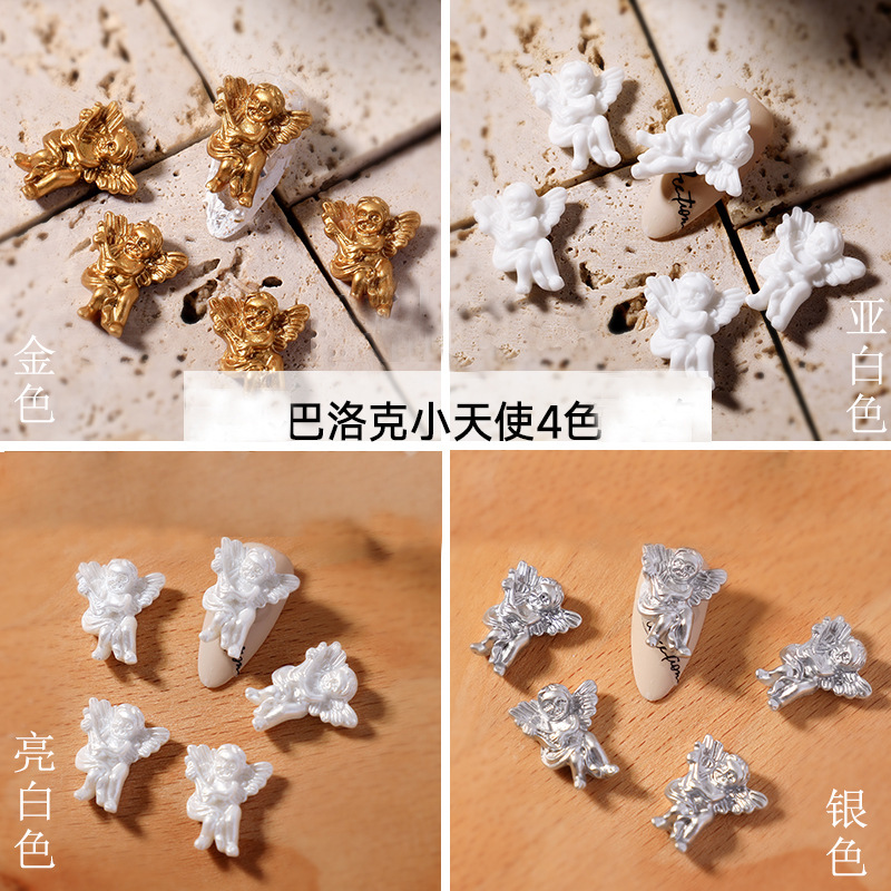 lz Same Style Internet Celebrant Nail Art Jewelry Baroque Angels Nail Art Cartoon Decoration Accessories Nail New Resin