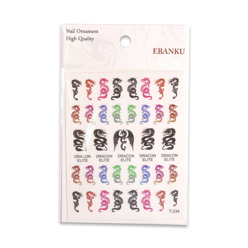Nuevo dragón chino pegatinas de uñas cinta impermeable adhesivo dragón elemento pegatinas de uñas estilo punk pegatinas de uñas