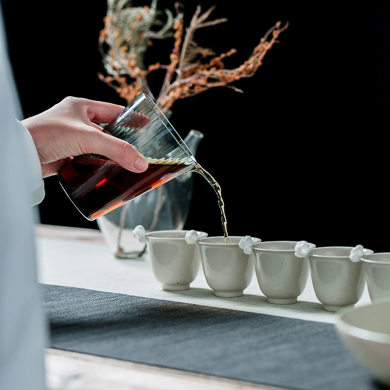 暮苍斋 Grass and wood gray glaze creative hand-kneaded flower tea cup Kung Fu tea set master cup single cup tea cup