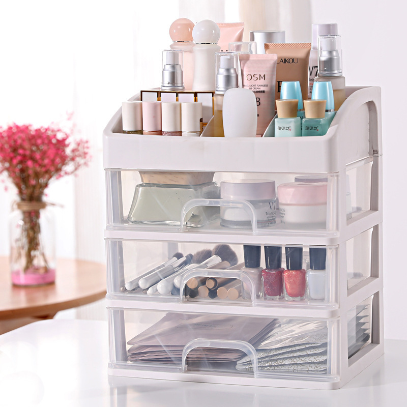 Simple Transparent Finishing Rack Student Cosmetic Desktop Storage Box Drawer-type Household Dust-proof Storage Box