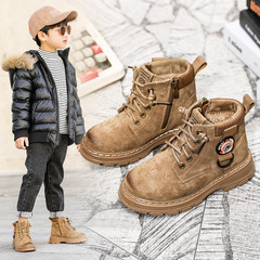 Boys' Martin Boots 2024 Autumn/Winter New Arrival Unisex Boots for Little Boys and Teenagers with British Style Fleece Lined Children's Short Boots Wholesale