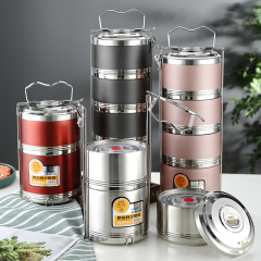 Cross-border 304 stainless steel multi-layer food grid, anti-spill insulated lunch box, portable lunch bucket, meal delivery lunch box wholesale
