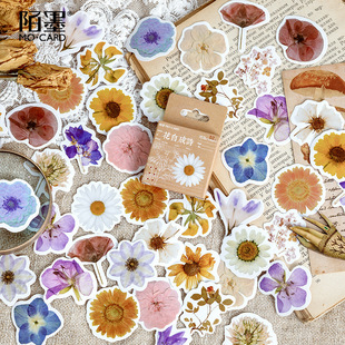 Momo Flower's Own Poem Original Boxed Stickers Creative Flower Handbook Decoration Universal Sealing Stickers 46 Pieces
