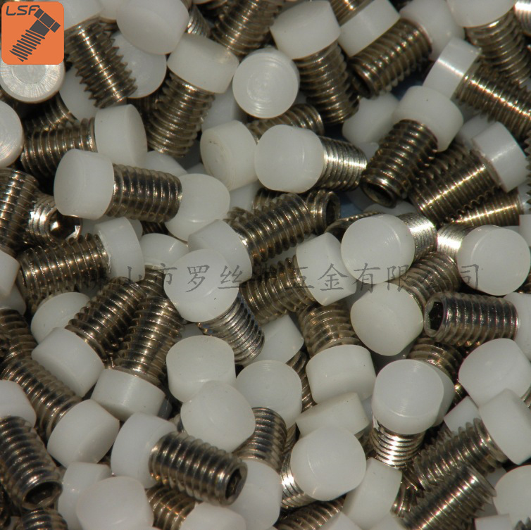 厂家供应玻璃夹顶丝 胶头紧定螺钉 装胶粒一字胶头顶丝 e