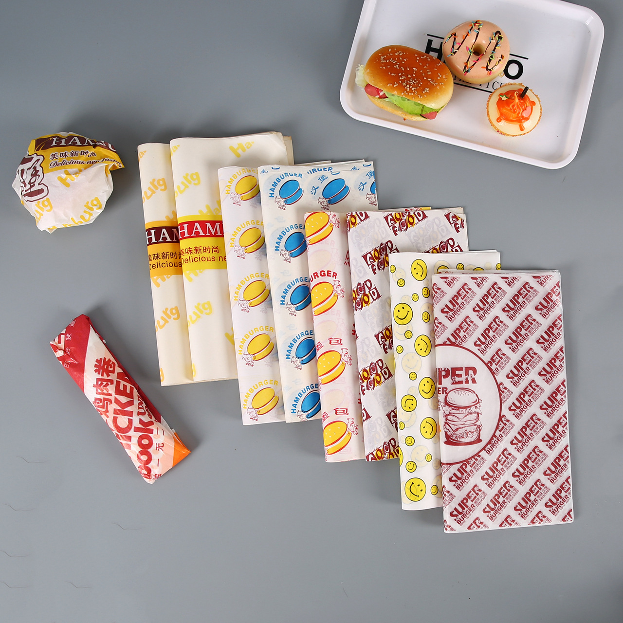 三明治包装纸食品防油烘焙纸 餐盘纸 一次性蛋糕面包托盘淋膜纸