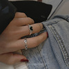 Tide, black one size fashionable ring, jewelry, simple and elegant design, on index finger