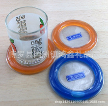 10CM 圓形吸塑入油PVC杯墊，周邊吸塑入油，內部印刷logo