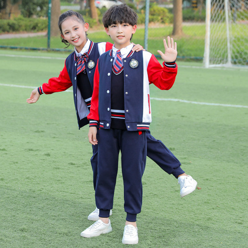 School uniform set for primary school students, autumn and spring, college style, children's first grade class uniform, kindergarten uniform, sports baseball uniform