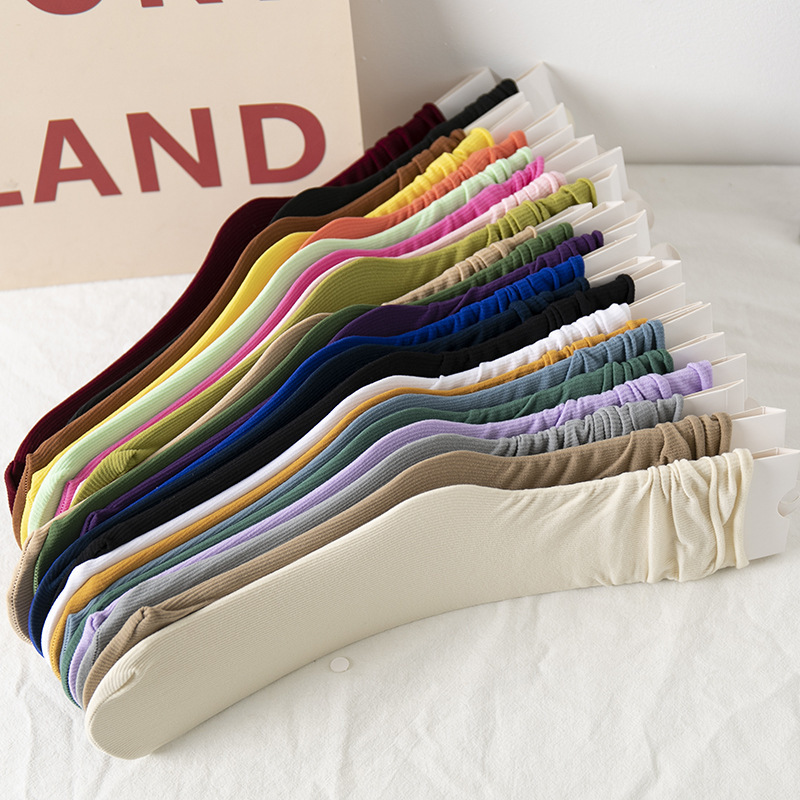Socks Women's Ice Socks All-match Solid Color Thin Curled Stacking Socks Breathable Velvet Candy Color Breathable Socks