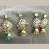 Earrings, carved round small bell handmade, India