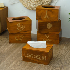 紙巾盒客廳家用輕奢創意桌面新中式捲紙木質復古網紅餐桌抽紙巾盒