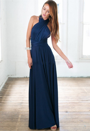 European and American multi-wearing methods Sexy and stunning multi-rope bandage red dress long dress