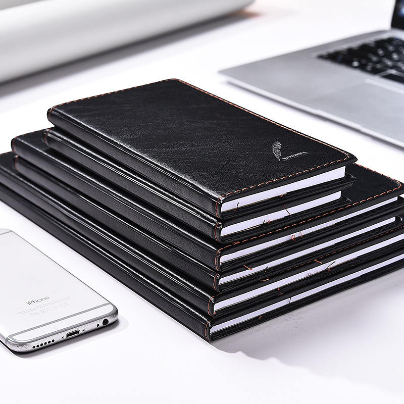 A5 cuaderno de cuero negro cuaderno de trabajo de oficina de negocios B5 cuaderno de diario de gran tamaño cuaderno de reuniones