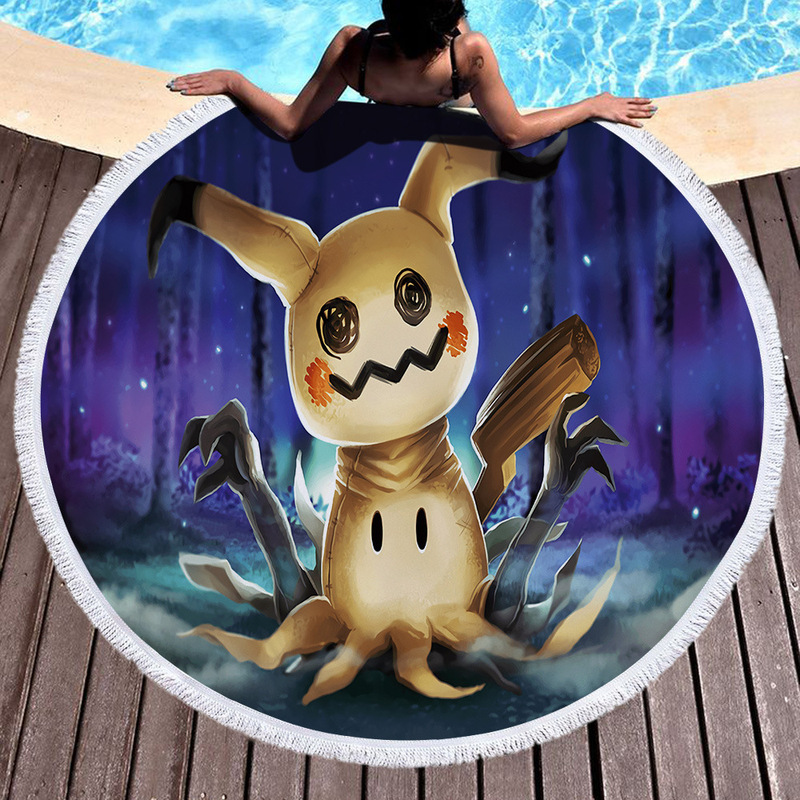 Factory Direct Supply round printed beach towel shawl beach towel bath towel with logo pocket monster New
