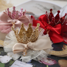儿童发饰韩版立体皇冠女童边夹小公主头饰品网纱宝宝发带发夹
