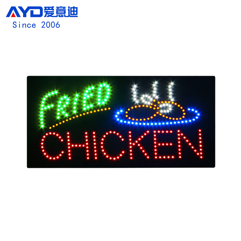 跨境LED广告牌高亮发光字母灯牌 LED FRIED CHICKEN SIGN 30x60cm