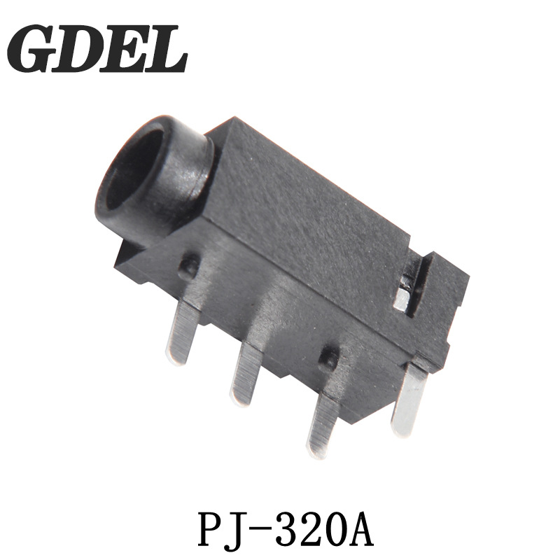 3.5mm耳机插座PJ-320A四脚插件红黑绿黄等多种颜色可选音频母座