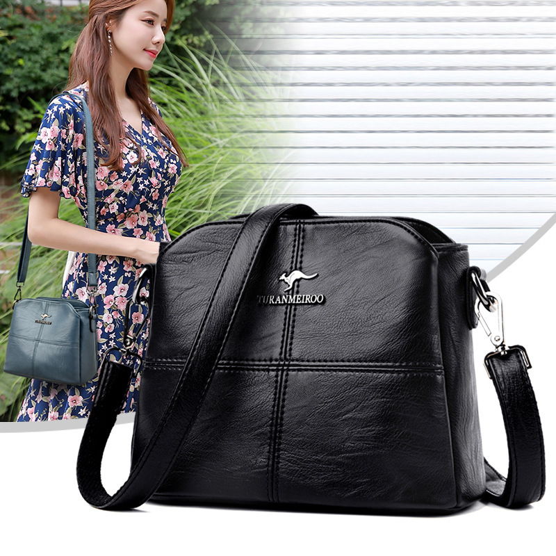 Middle-aged Women's Bag Mother Bag 2020 New Fashionable Korean Style All-match Fashionable Middle-aged Mother-in-law Soft Leather Shoulder Crossbody Bag