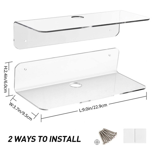 Transparent floating shelf wall mounted rack wall storage rack acrylic switch clock speaker storage rack