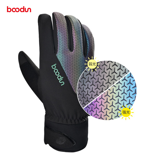BOODUN/Boton's new thickened colorful long-finger cycling gloves waterproof 3M warm ski gloves