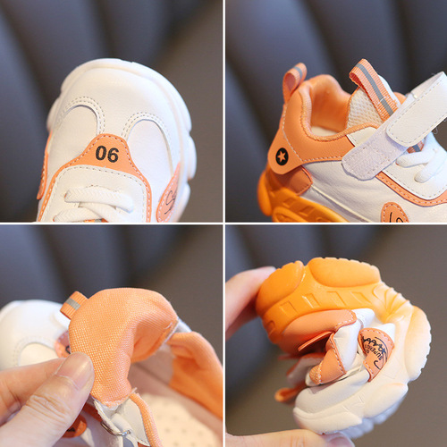2024 Spring and Autumn Children's Sports Shoes New Boys and Girls White Shoes Soft Sole Baby Shoes Toddler Shoes