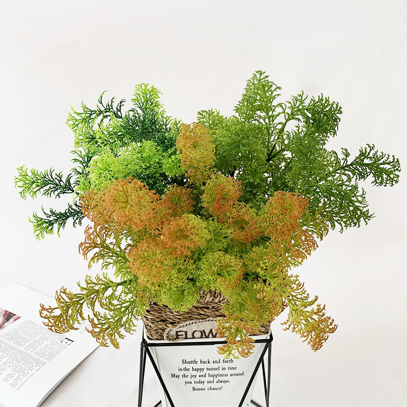 Simulation Green Plant 7 Fork Vanilla Moss Grass Flower-arranging Seaweed Grass Plastic Bird's Nest Grass Multicolor Household Plant Wall Matching Material