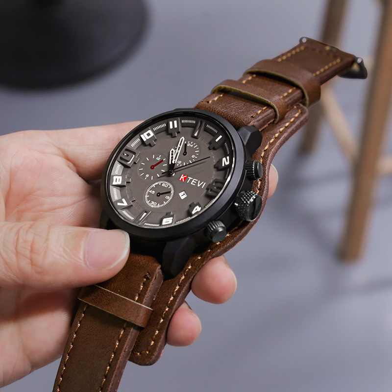 Large Dial Men's Watch Quartz Calendar Movement